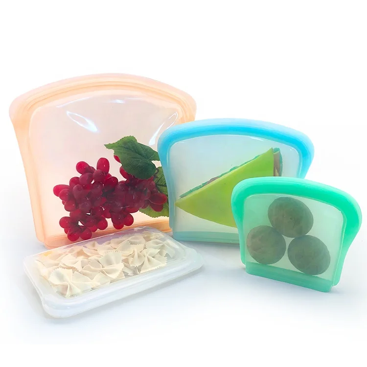 

BPA-Free Wholesale Food-Grade Silicone Reusable Bag 100% Platinum Reusable Sandwich Bag, Green,blue,gold, transparent or custom
