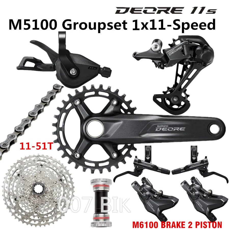 

SHIMANO DEORE M5100 Groupset MTB Bike 1x11-Speed 51T M5100 MT510 Crankset 30T 32T 34T 170/175MM M5100 shifter Rear Derailleur