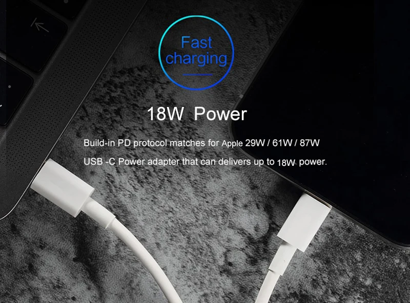 Original 1m/3ft usb c PD fast charging cable type c to 8pin charger cable for iphone 11 pro max 8 X - ANKUX.COM