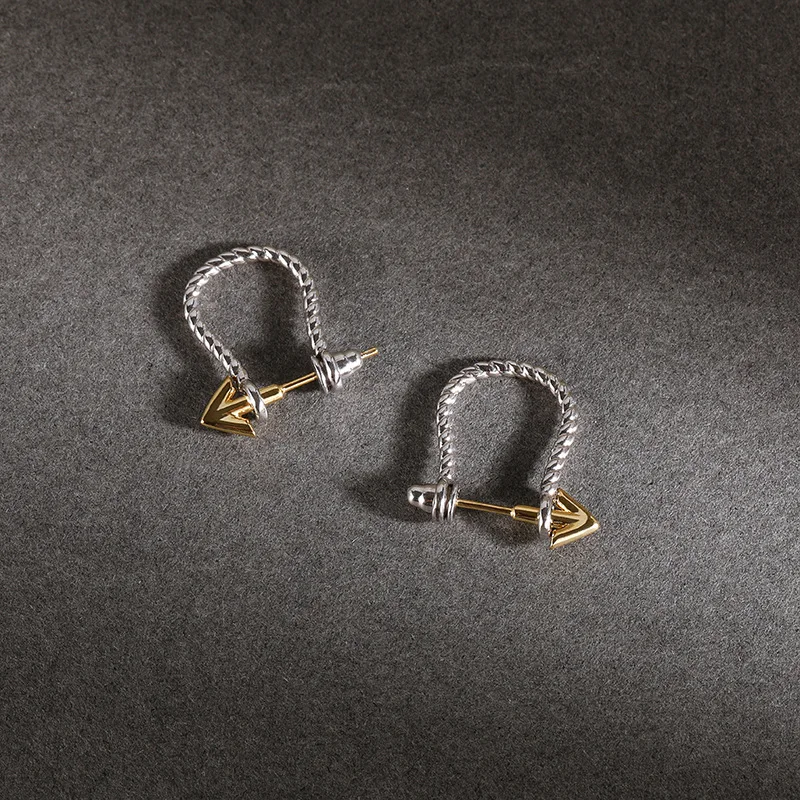 

VIANRLA gold arrow earrings 925 sterling silver twisted rope hoop earrings