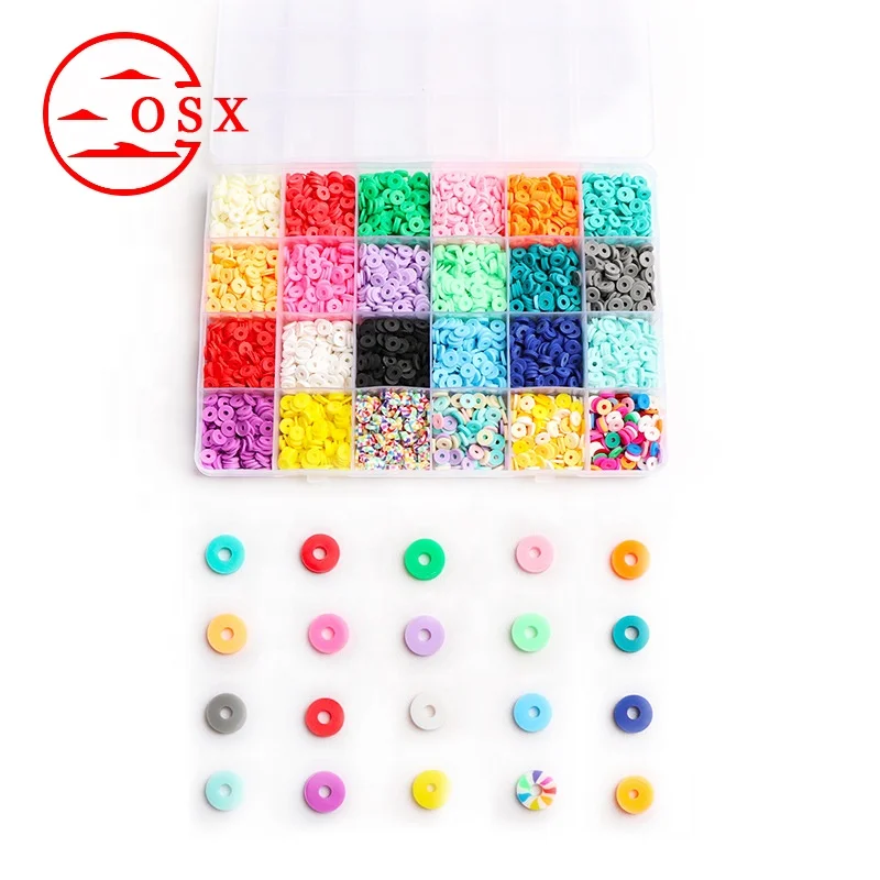 

Wholesale 24 Grid Combination Bohemian Polymer Clay Slices Disc Set Beaded Diy Material Jewelry Loose Beads, Collor avaliable