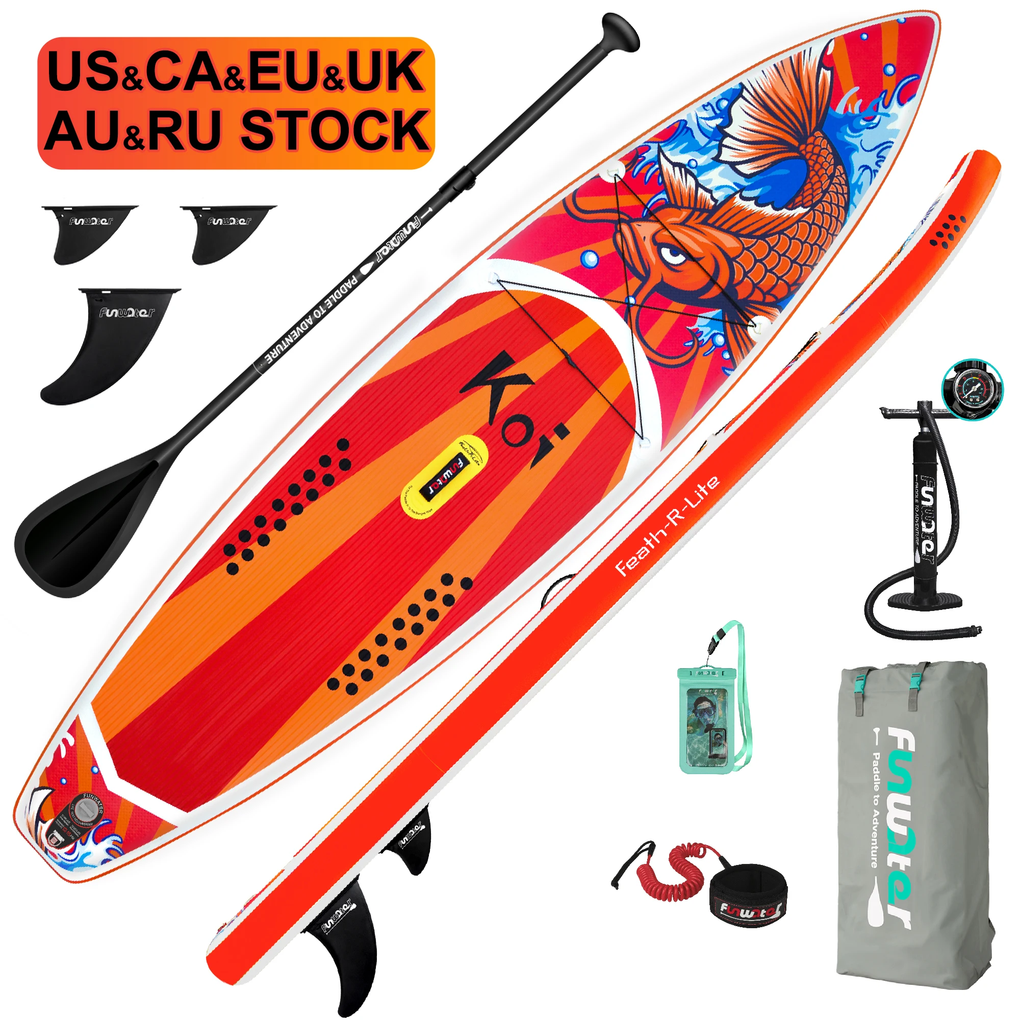 

FUNWATER Dropshipping OEM hot sales Pedal board 11'6" supboard koi surfboard paddle board sup inflatable stand paddle board