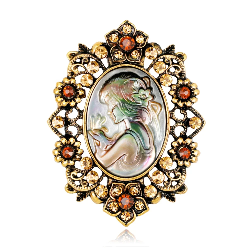 

Retro Fashion Elegant Atmosphere Hot Sale Beauty Head Decoration Brooch