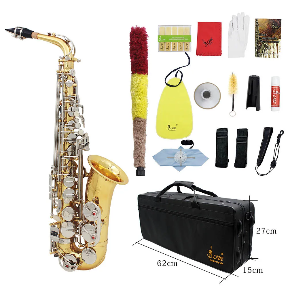 

Oem Golden silver key white shell professional saxophone E flat alto saxophone musical instrument wholesale, Gold silver black