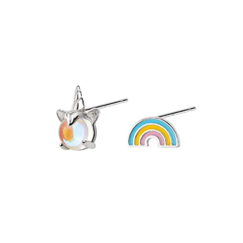 

Korean Fashion Style Rainbow Unicorns Ear Stud Lovely Personalized Earrings For Girls, Picture