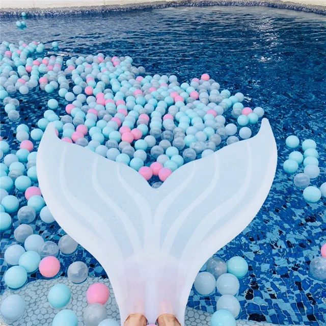 

Adjustable Mermaid Swim Fin swimming mono fin diving flipper for adult, White/glitter pink/flash silver