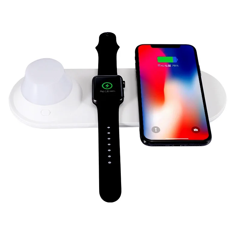 New arrivals Table Lamp 3 in 1 Wireless Charger for smart watch LED Night Lamp qi Phone