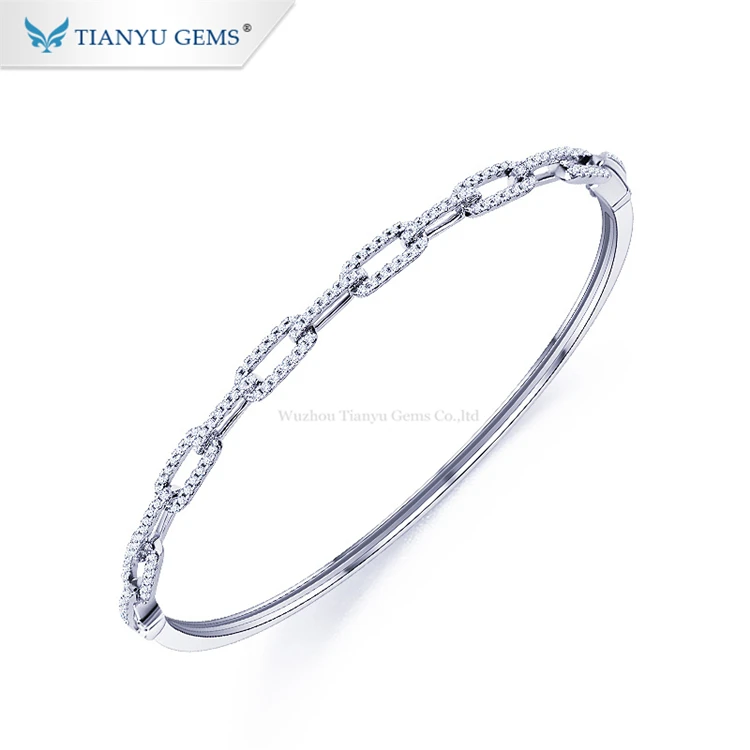 

Tianyu Gems fashion design white gold wristlet girls pure 10k gold bracelets