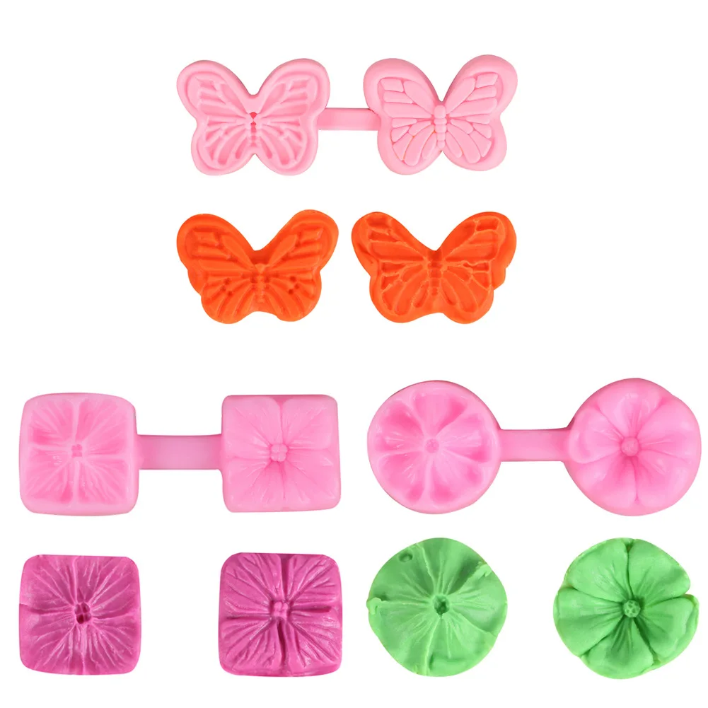 

Petal Leaf Butterfly Shape Fondant Silicone Three-dimensional Printing Clip Conjoined Double-sided Printing Mold Making Handicra