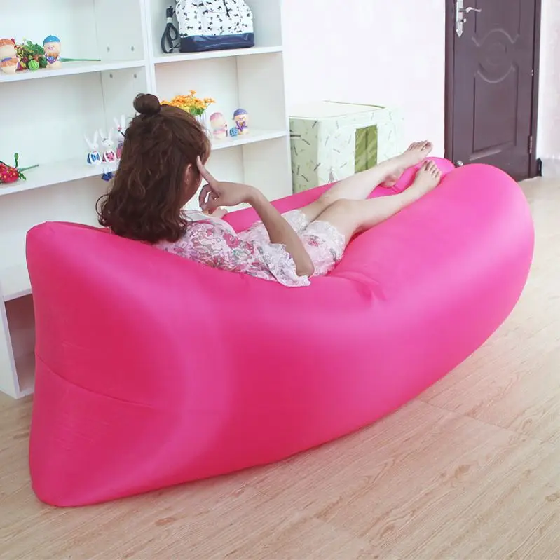 

Portable Beach Folding Fast Inflatable Single Outdoor Sleeping Lazy Filled Custom Air Sofa Bag, Customized color