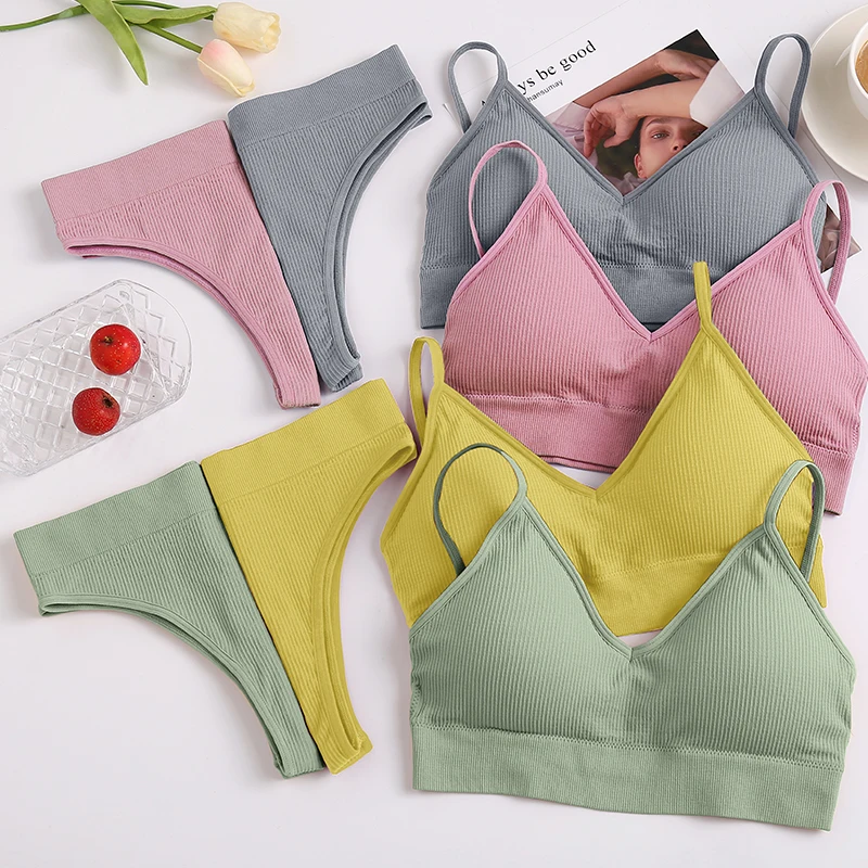 

Women Seamless Bra Set Bra Top Pantys Brassiere Fitness Underwear Lingerie Women's Push Up Sexy Tank Top Girl