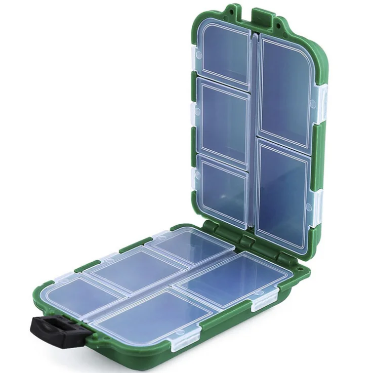

2021 Hot New Products Waterproof Plastic Fishing Tackle Box Green Gray Storage Box Fishing Box, Green/black