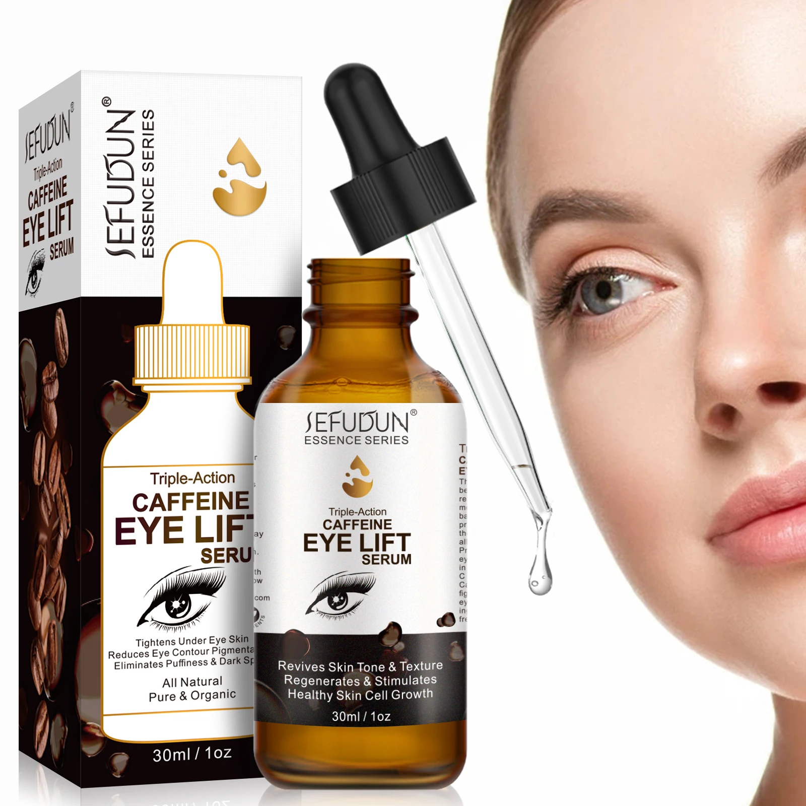 

SEFUDUN 100% natural organic ingredients 30 ml anti-aging remove dark circles eye bags coffee night repair eye serum