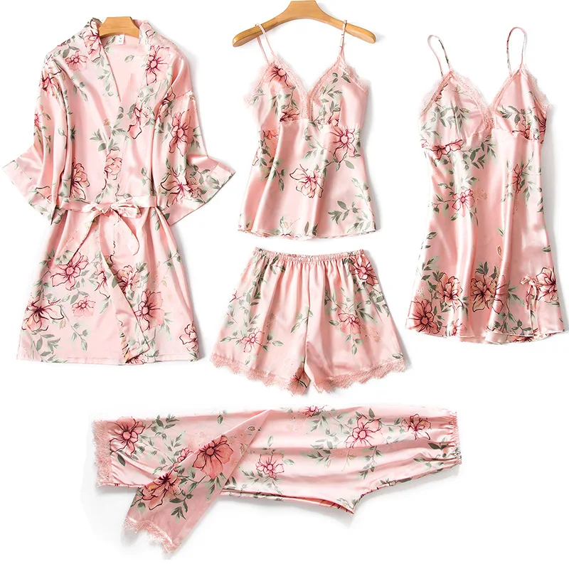 

Best Selling Beautiful OEM Hot Sale Silk Like SET Womens Solid Sleepwear With Competitive Cheap Price