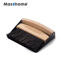 

Masthome Pure Natural Wood eco Cleaning Brush and Metal small Dustpan Set Short Handle Table Brush