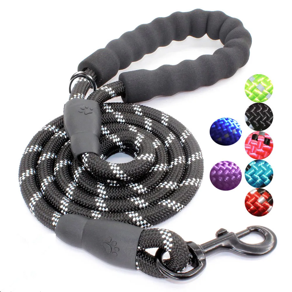 

Nylon Heavy Duty Reflective Strong Durable Rope Dog Leash With Comfortable Padded Handle For Dogs