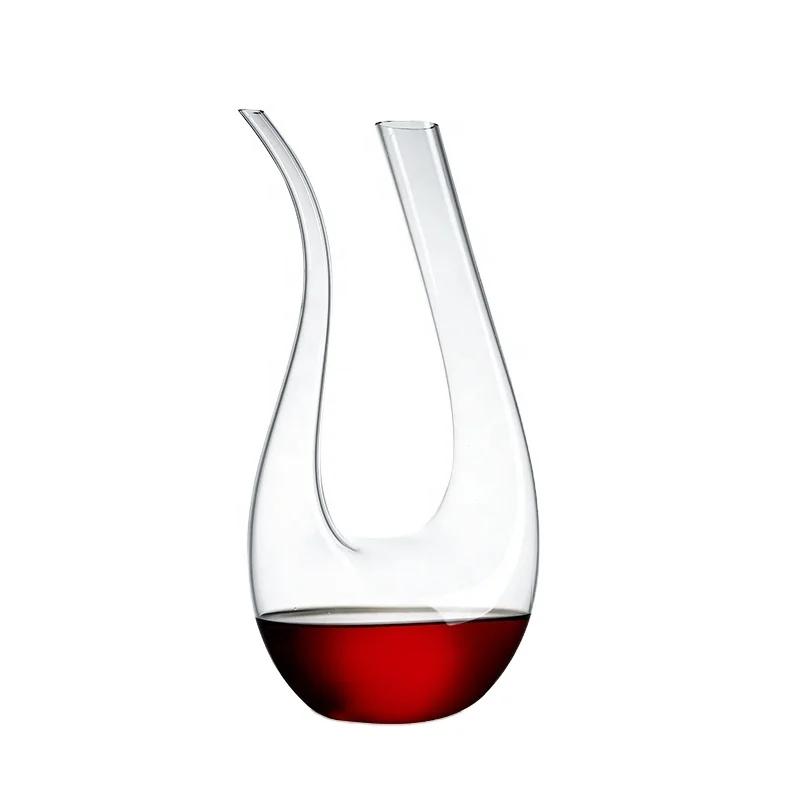 

Crystal Glass Wine Dispenser U-Shaped Wine Bottle Black Tie Bliss Decanter, Transparent