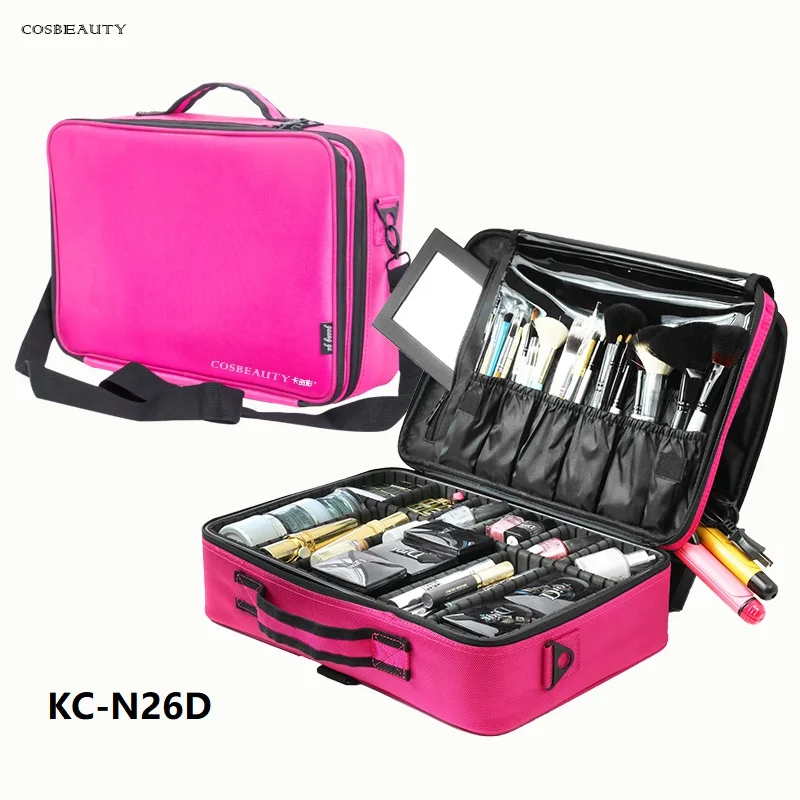 

Makeup Bag Travel Professional Makeup Train Case with Adjustable Strap Makeup Artist Box for Hair Curler Brush Set