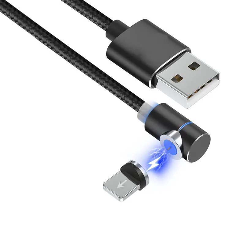 

Metal Magnetic Cable USB Led light 2M Magnetic Fast Charging Cable Nylon Braided Magnetic Adapter For iPhone 11 Pro Max 5/6/7/8, Blue,red,silvery