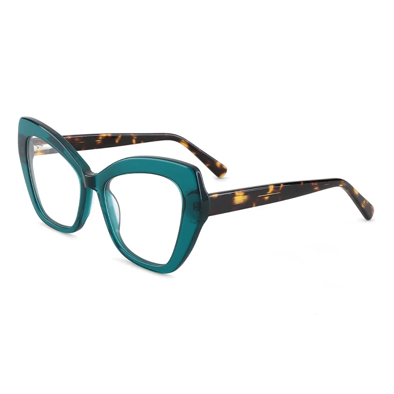 

YC 2022 Fashion Women Curved Full Rim Design Big Large Square Rectangle Purple Gray Acetate Glasses Eyewear