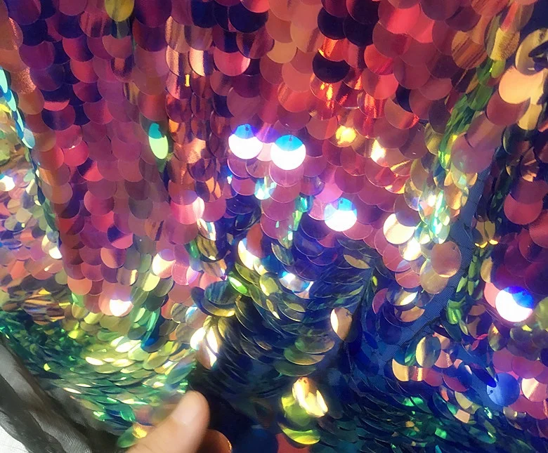 18MM Colored Large Fish Scale Sequin Fabric Live Shooting Background Clothing Wedding Decoration