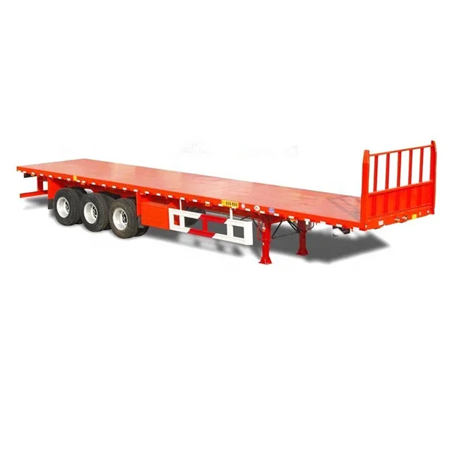

3 Axles Flatdeck Semi Trailer Container Load Flatbed Truck Trailer Price, Customers optional