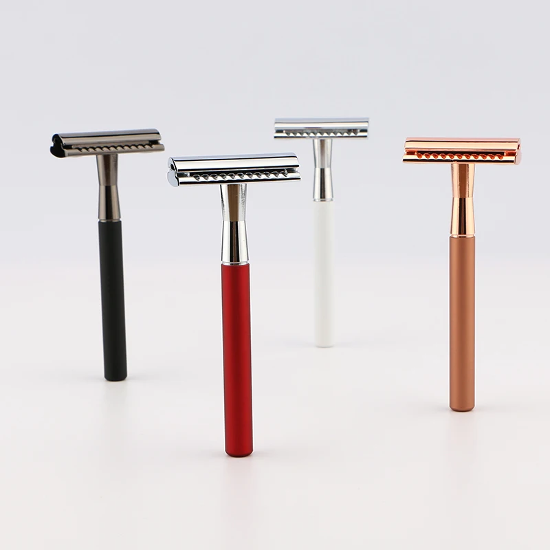 

D664 customized Christmas packing eco friendly brass handle zinc head zero waste reusable shaving razor metal safety razor