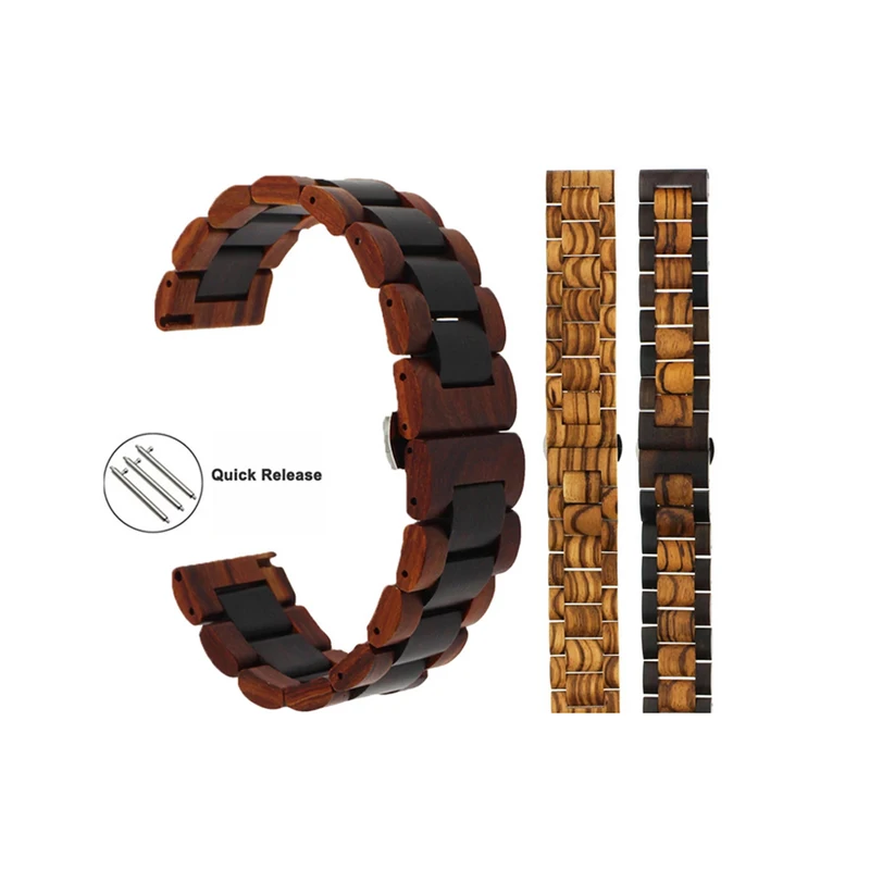 

Wood Watch Band for Huawei Watch GT 42mm Stainless Steel Strap Replacement Bracelet for Galaxy Watch 3