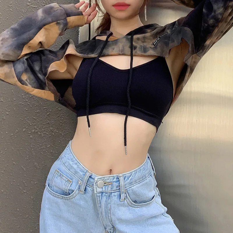 

2020 New Arrivals autumn collection fashion trending women asymmetrical design crop hoodies