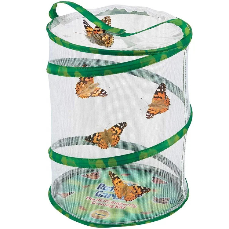 

Large Terrarium Pop-up Butterfly Growing Kit Mesh Insect Butterfly Habitat Cage for kids