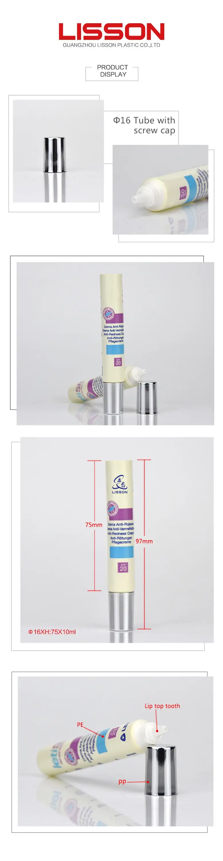 10ml empty skincare  plastic cosmetic tube with nozzle screw cap