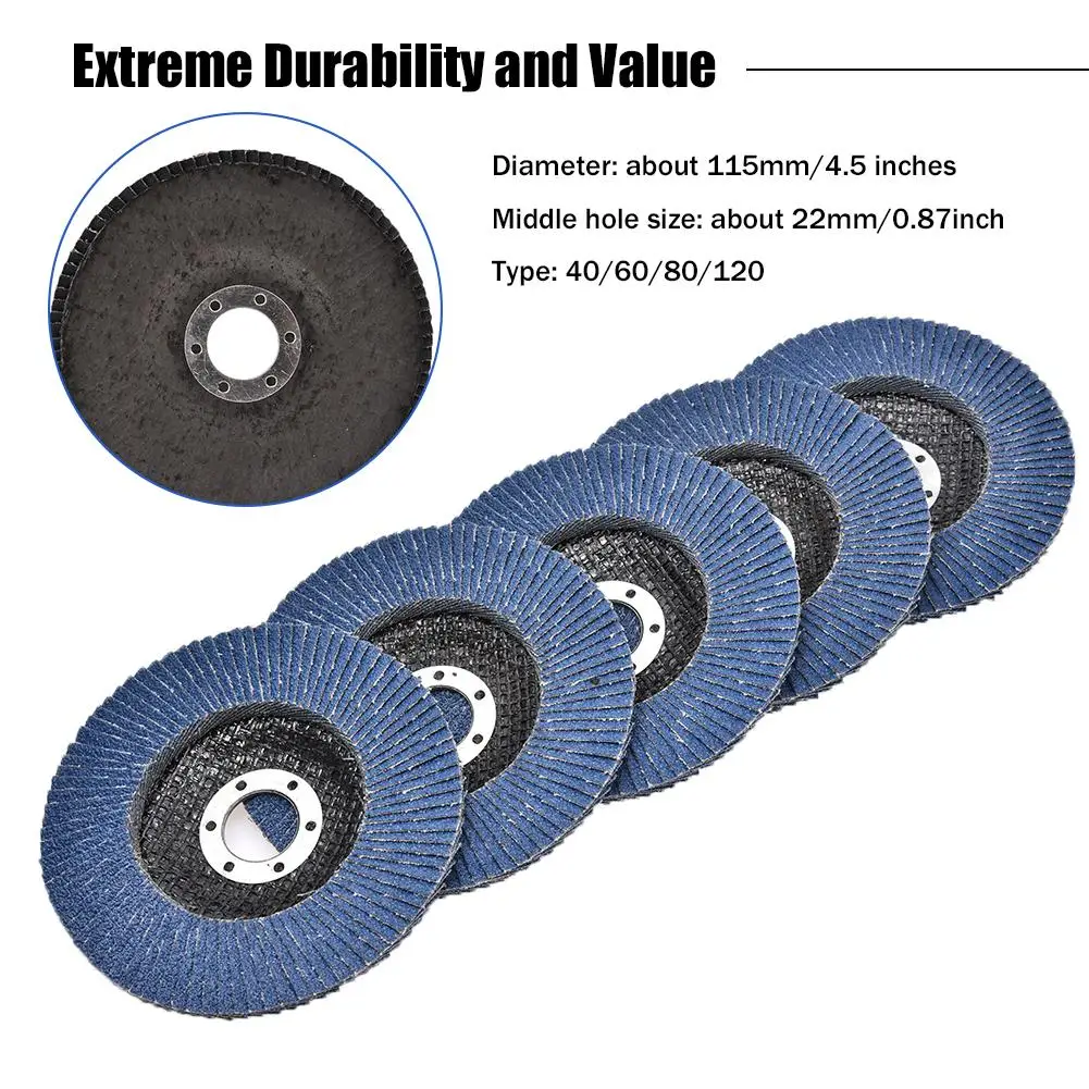10Pcs Professional Flap Sanding Discs 115mm 4.5/" 40 80 Grit Angle Grinder Discs