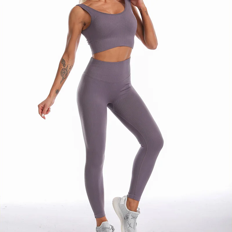 

BYG004 New Style Seamless Women Sports Wear Yoga Sets Fitness, Black, khaki, purple, blue, pink, brown, grey, dark purple