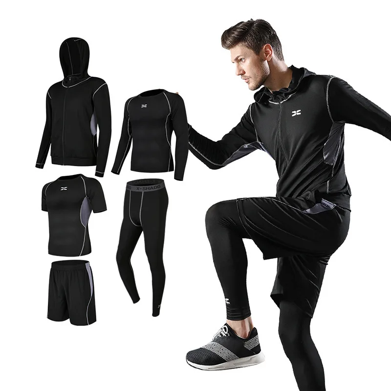 Wholesale Custom Plus Size Windproof Gym Athletic Sport Wear Active Fitness Clothing for Men-Spring Workout T-Shirt Set