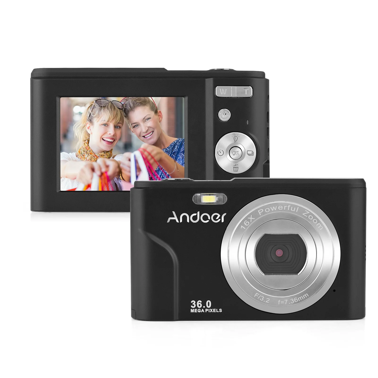 

36MP 1080P 2.4" IPS Screen 16x Zoom Vlogging Camera Built-in 2PCS Batteries Digital Camera