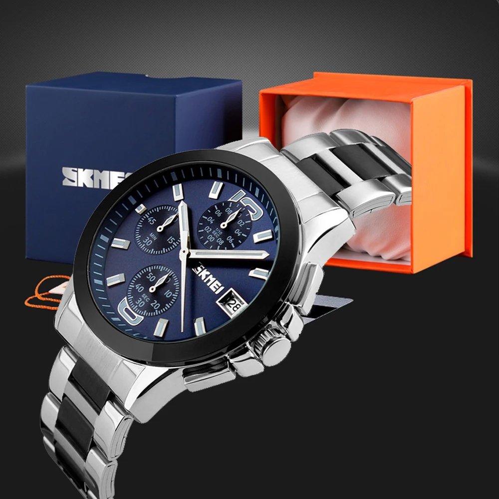 

SKMEI 9126 men casual sport wristwatch chronograph business quartz watch relogio masculino for men, 3 colors
