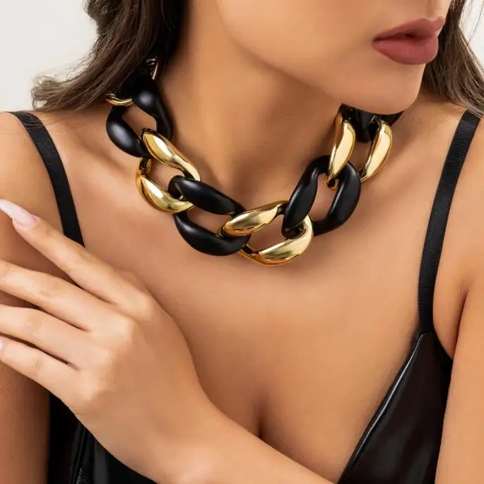 

Exaggerated Chunky Chain Short Choker Necklace for Women Trendy Thick Chains on the Neck Collar 2023 Fashion Jewelry Accessories