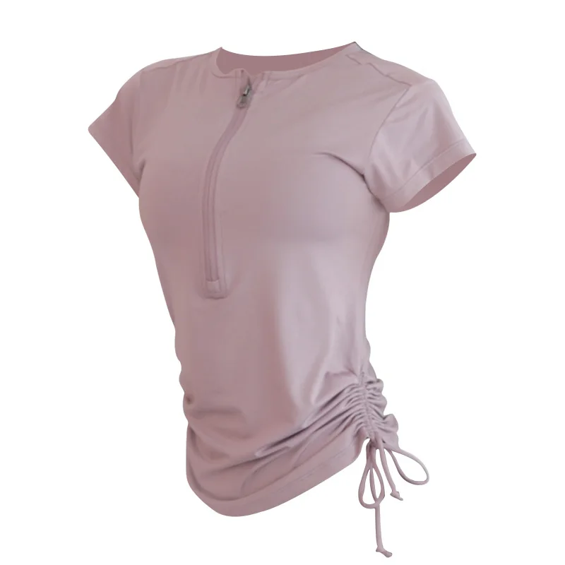 

RTS latest 2021 spring long sleeve top women yoga fitnes zip low price top quality mesh knitting