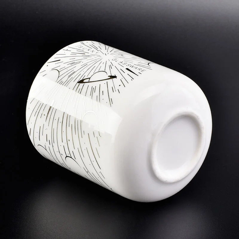 Wholesale Ceramic Candle Holder Galaxy Pattern Metallic Designs Home Decoration