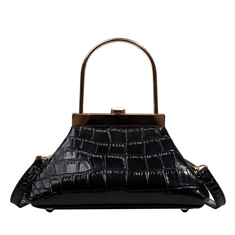 

2022 Brand Designer Women's Tote Bags Metal Handle New Lady Shoulder Bag Crocodile PU Leather Handbags Shell Clutch Bag, 6 colors