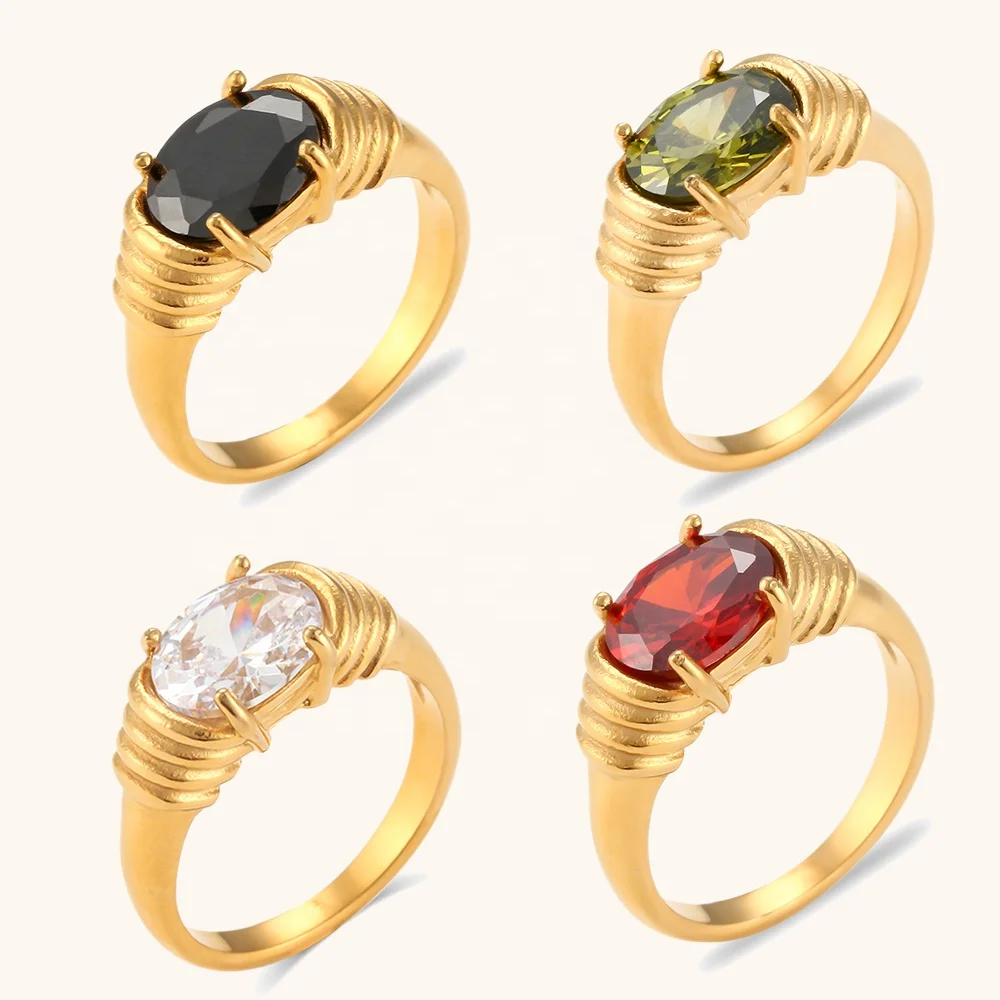 

Ding Ran Customizable Color AAA Zircon Ring 18K Gold Plated Waterproof Jewelry Diamond Rings