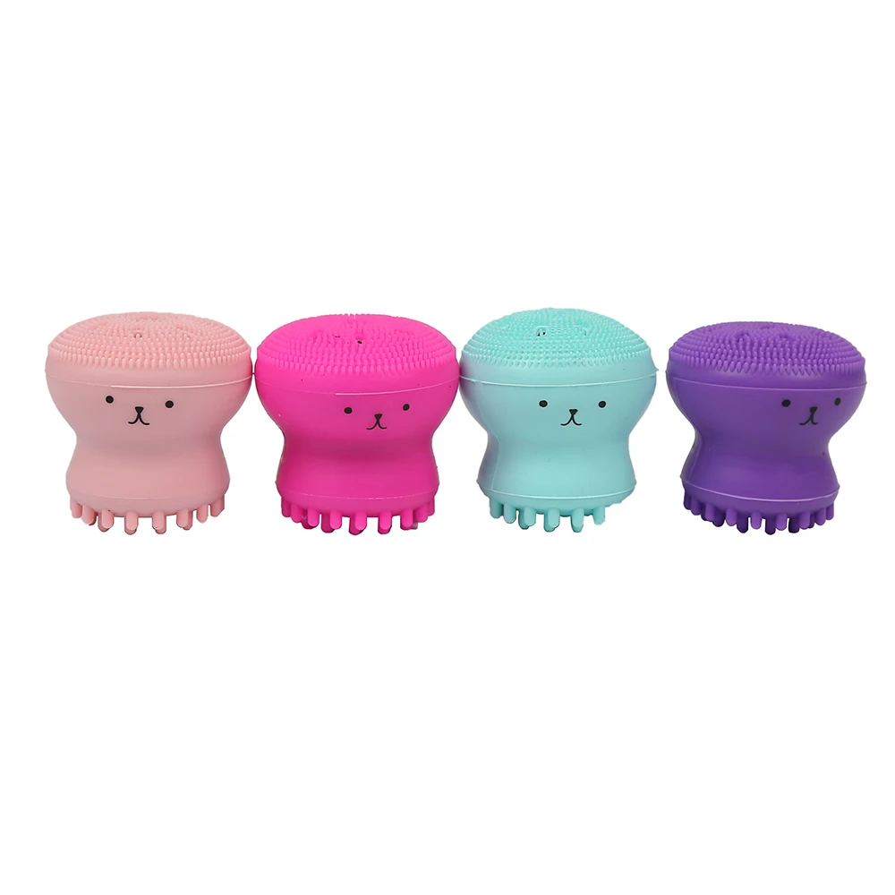 

New Arrival Soft Octopus Shape Facial Brush Cleansing Exfoliator Massage Silicone Face Brush Facial Cleansing, Purple;pink;red;blue