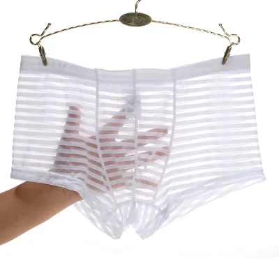 

Wholesale Ice Silk Men's See-through Sexy Underwear Men Boxer Briefs Transparent Mens Underwear