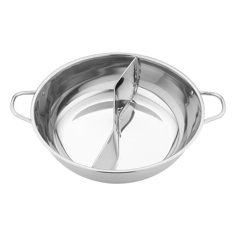 

Stainless Steel Hot Pot with Divider No Cover for Induction Cooktop Gas Stove