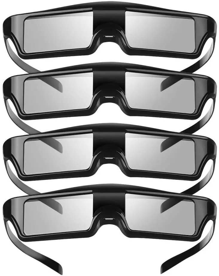 

3D Active Shutter Glasses 4Pack Rechargeable 3D Glasses Compatible with Epson Projector Sony Panasonic Samsung 3D TV Home Cinema