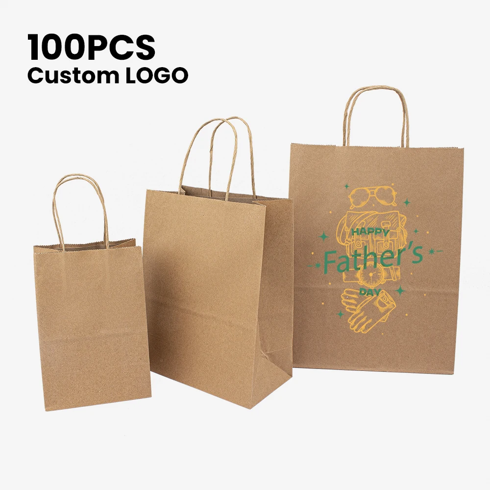 

Custom Eco-Friendly Biodegradable Reusable Shopping Kraft Paper Bags for Gift Birthday with Logo Printed