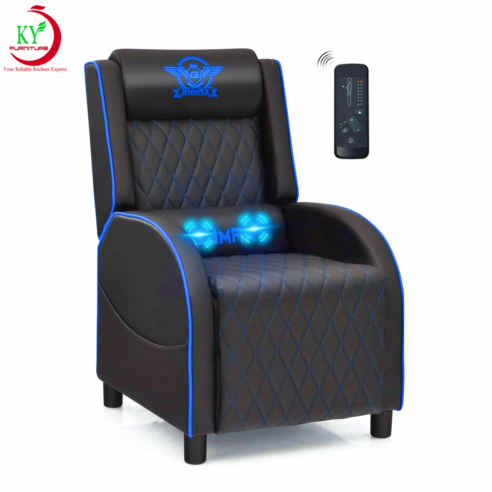 

JKY Furniture Gaming Chair Recliner with Footrest Breathable PU Leather Massage Recliner - Ergonomic Sofa Computer Chair