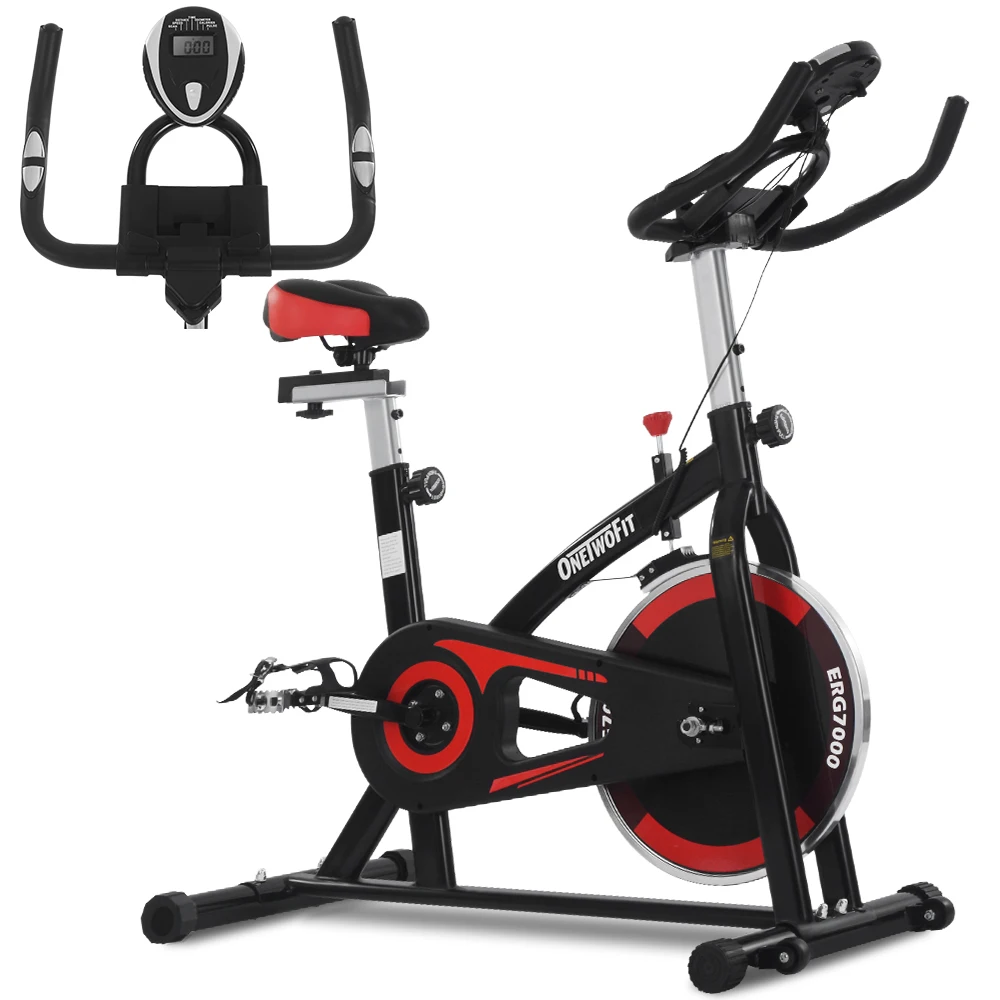 

OneTwoFit Hot Sale Sample Home Use 10Kg Sport Spin Indoor Cycling Bicicleta Estatica Exercise Fitness Spinning Bike For Sale, Black & red
