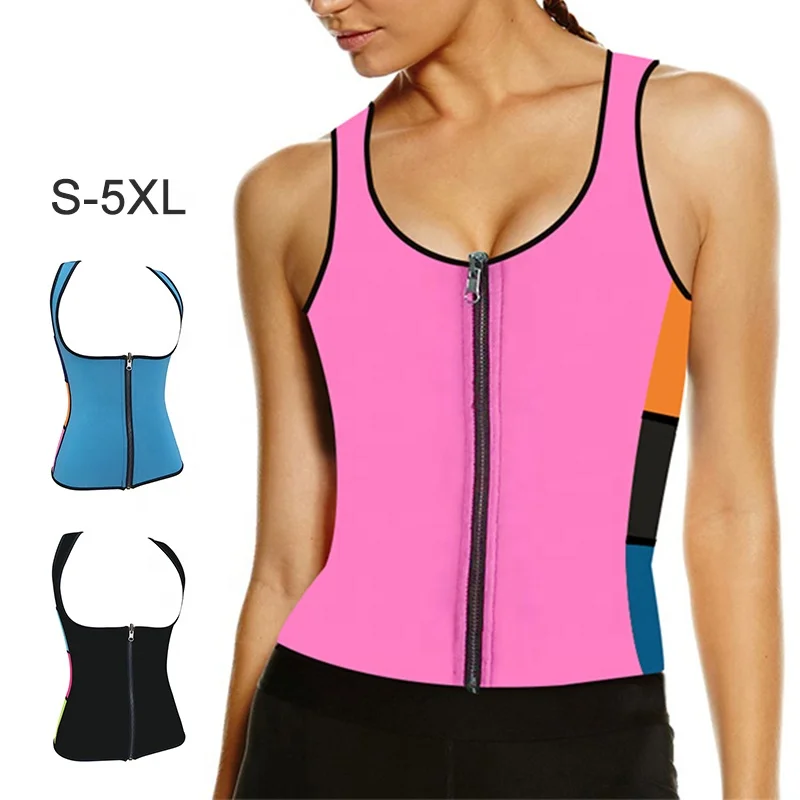 

Suppliers New Hot Sweat Fitness Zipper Figures Shapers Gaines Pink Color Women Waist Trainer Vest Slim Corset Neoprene, Black,pink,blue