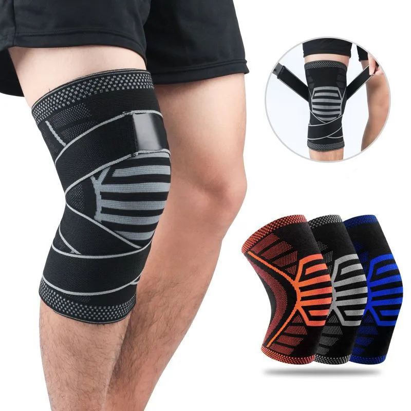 

Compression knitting sport running heated knee brace support sleeve
